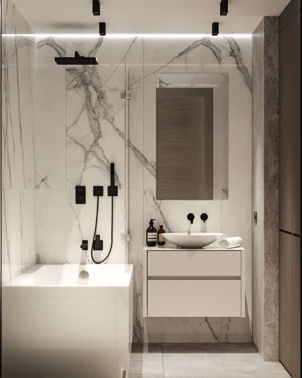 Erstbezug nach Sanierung: Elegante 3-Zi.-Wohnung mit perfekter Raumaufteilung und Ausblick ins Grüne - Bad