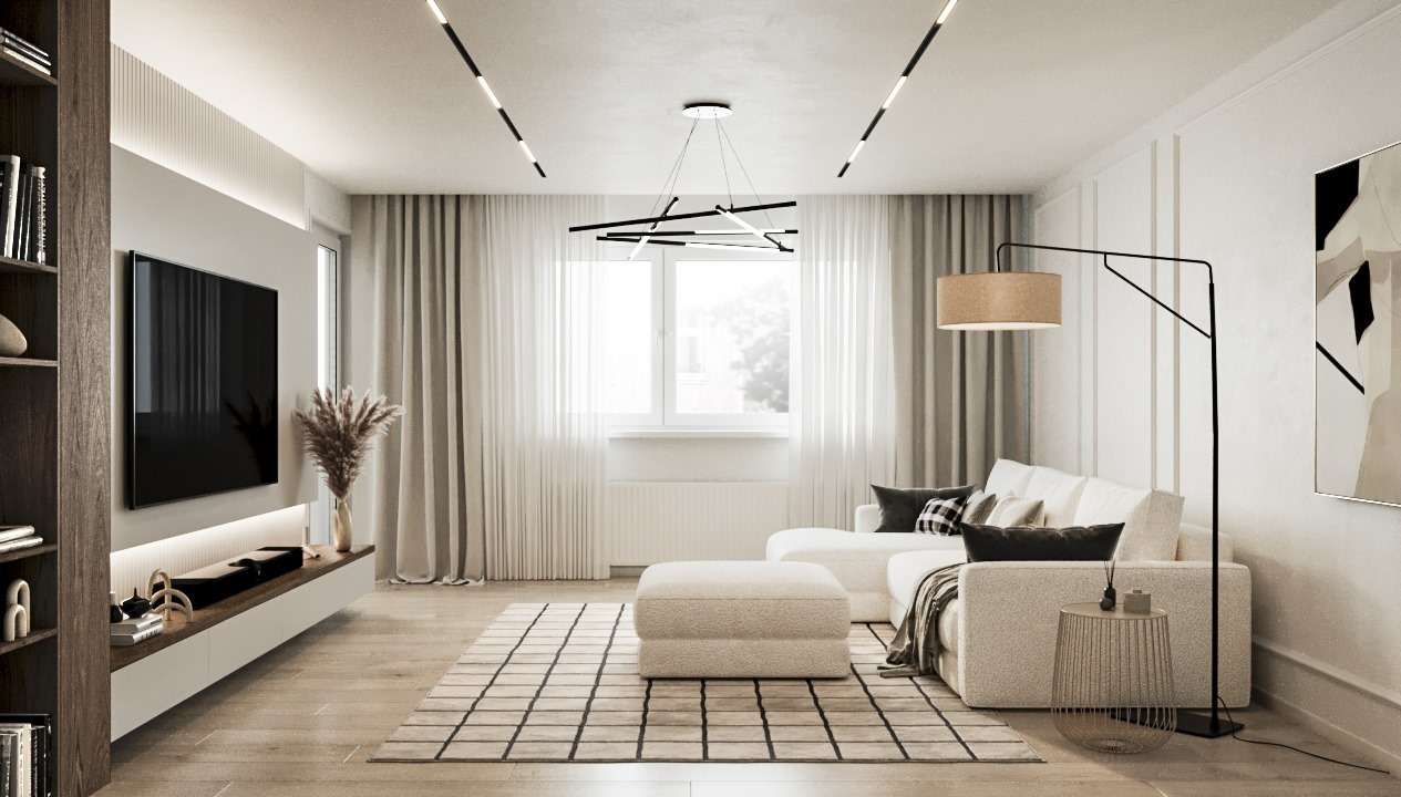 Erstbezug nach Sanierung: Elegante 3-Zi.-Wohnung mit perfekter Raumaufteilung und Ausblick ins Grüne - Wohnzimmer