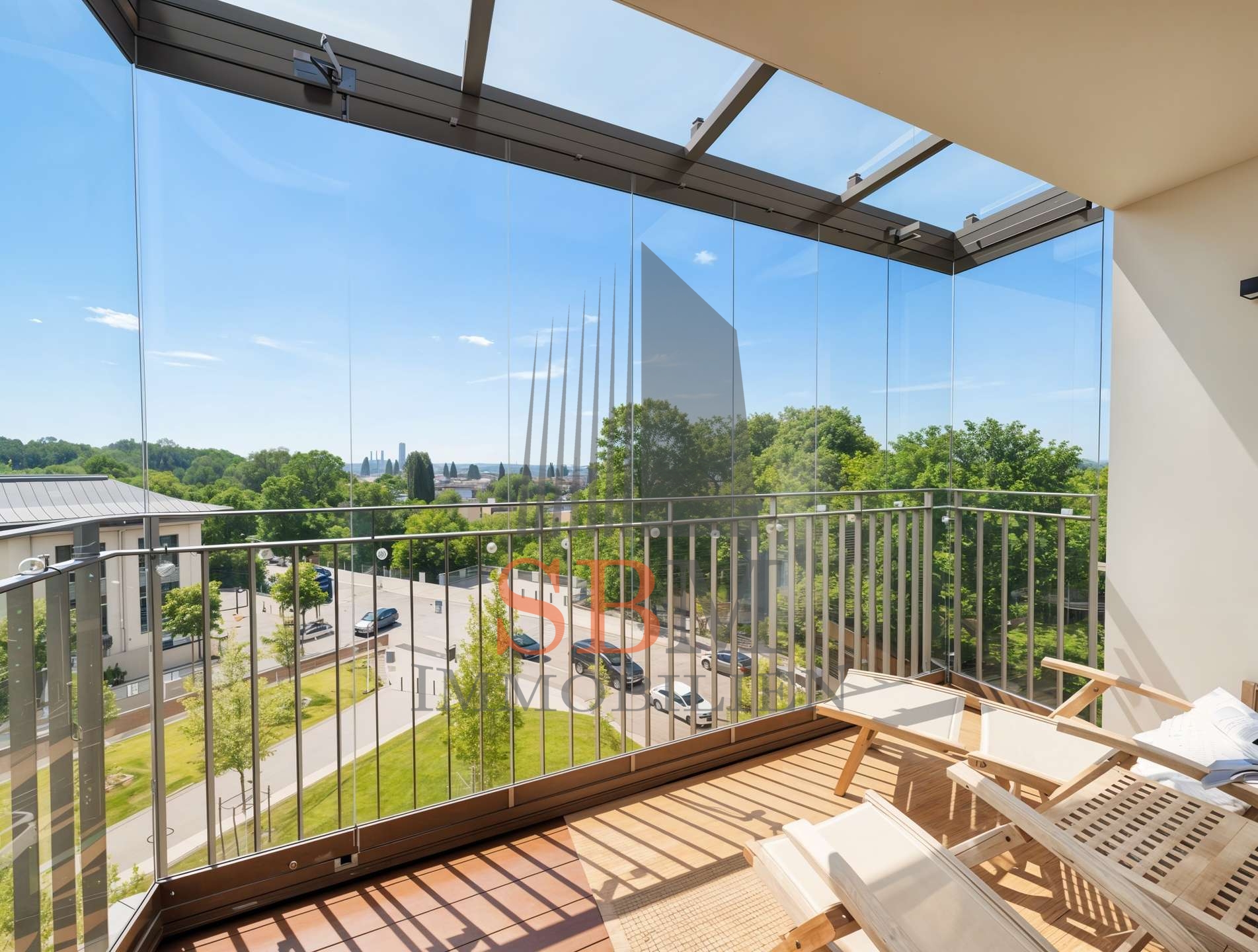 Luxuriöses Stadtpanorama: Möblierte 2-Zi. Whg. in repräsentativen Neubauensemble - Balkon mit München Panorama. Verschließbar