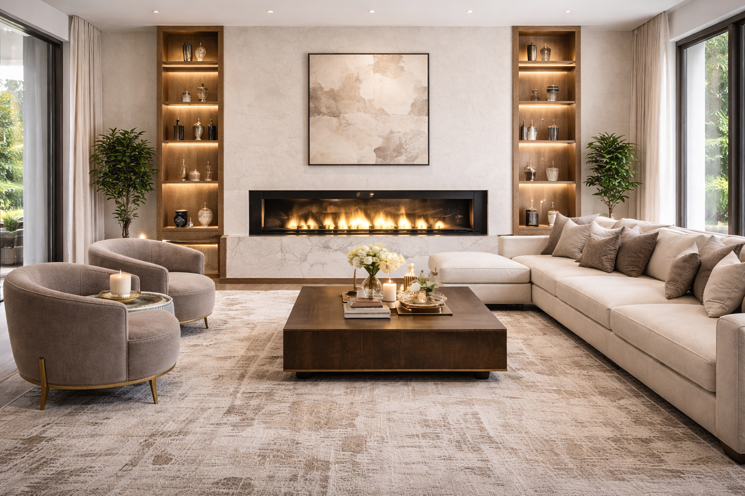 Ein Solitär! Der Zenit des Wohnens: hochkarätige 3-Zi.-Gartenwohnung in Alt-Bogenhausen - Wohnzimmer