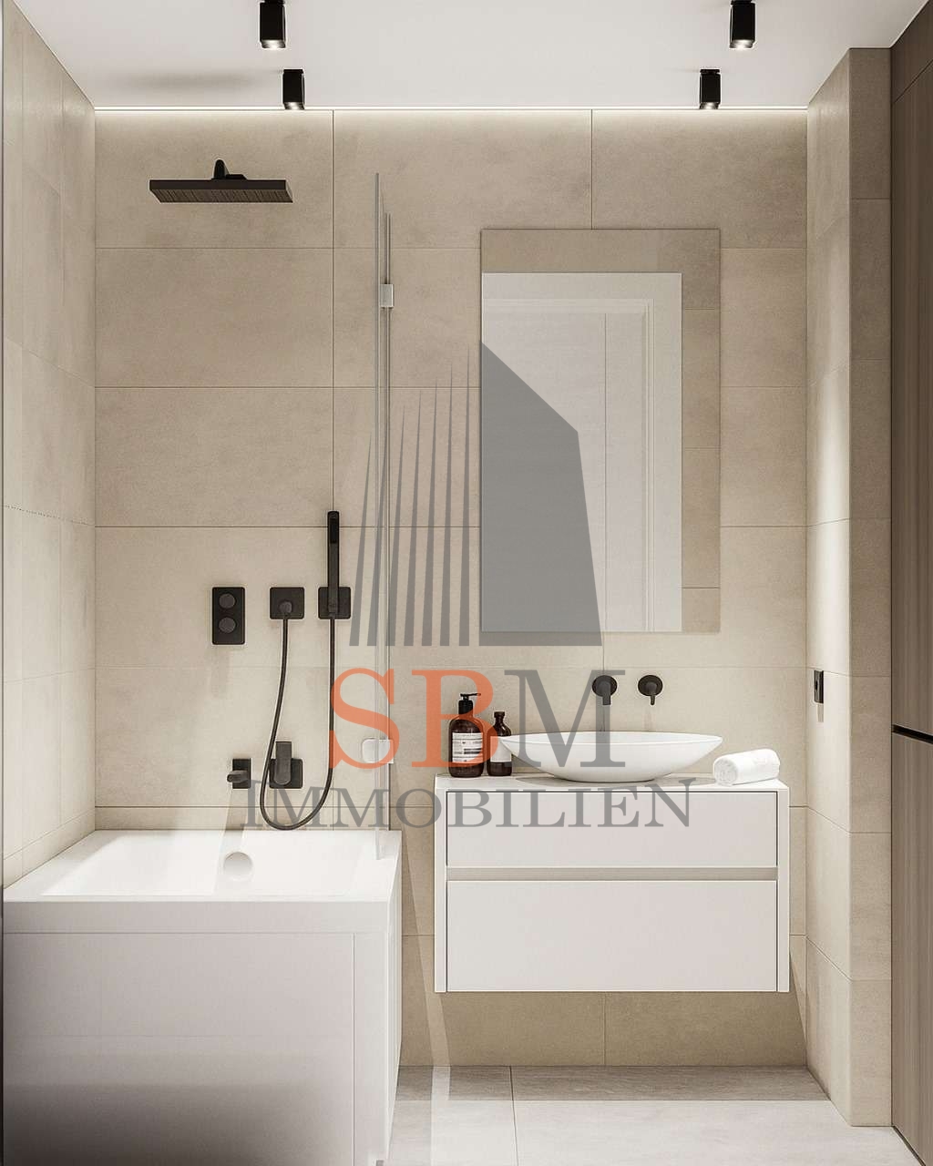 Erstbezug nach Sanierung: Elegante 3-Zi.-Wohnung mit perfekter Raumaufteilung und Ausblick ins Grüne - Bad