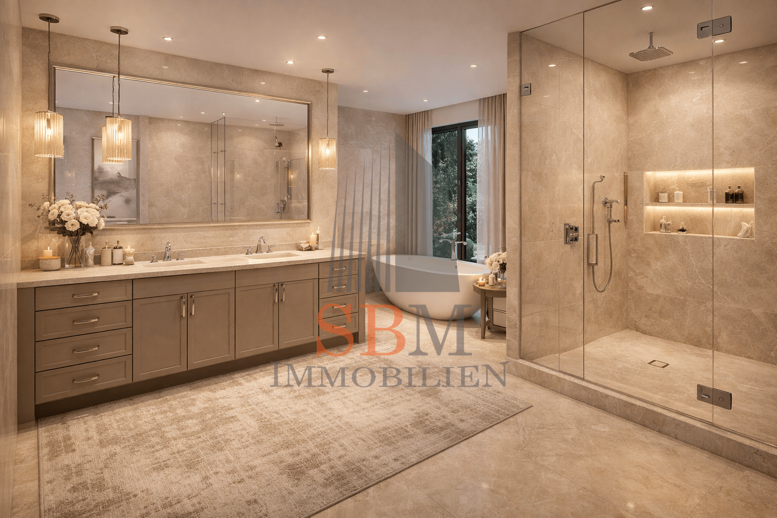 Aristokratisches Wohnen in Nymphenburg - Exklusive 3-Zimmer-Gartenwohnung am Schloss - Badezimmer