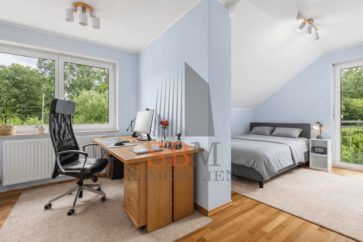 Elegantes Einfamilienhaus mit traumhaftem Garten, Atelier und PV-Anlage - Schlafzimmer