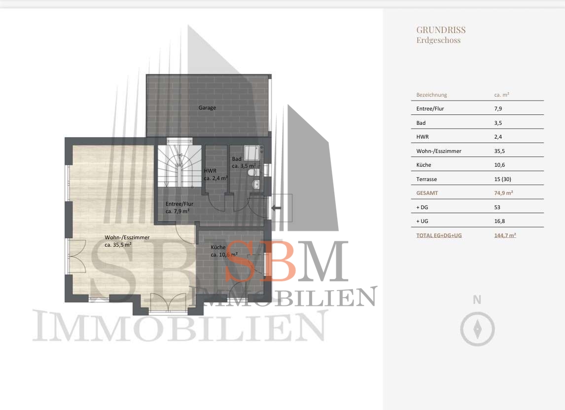 Elegantes Einfamilienhaus mit traumhaftem Garten, Atelier und PV-Anlage - EG