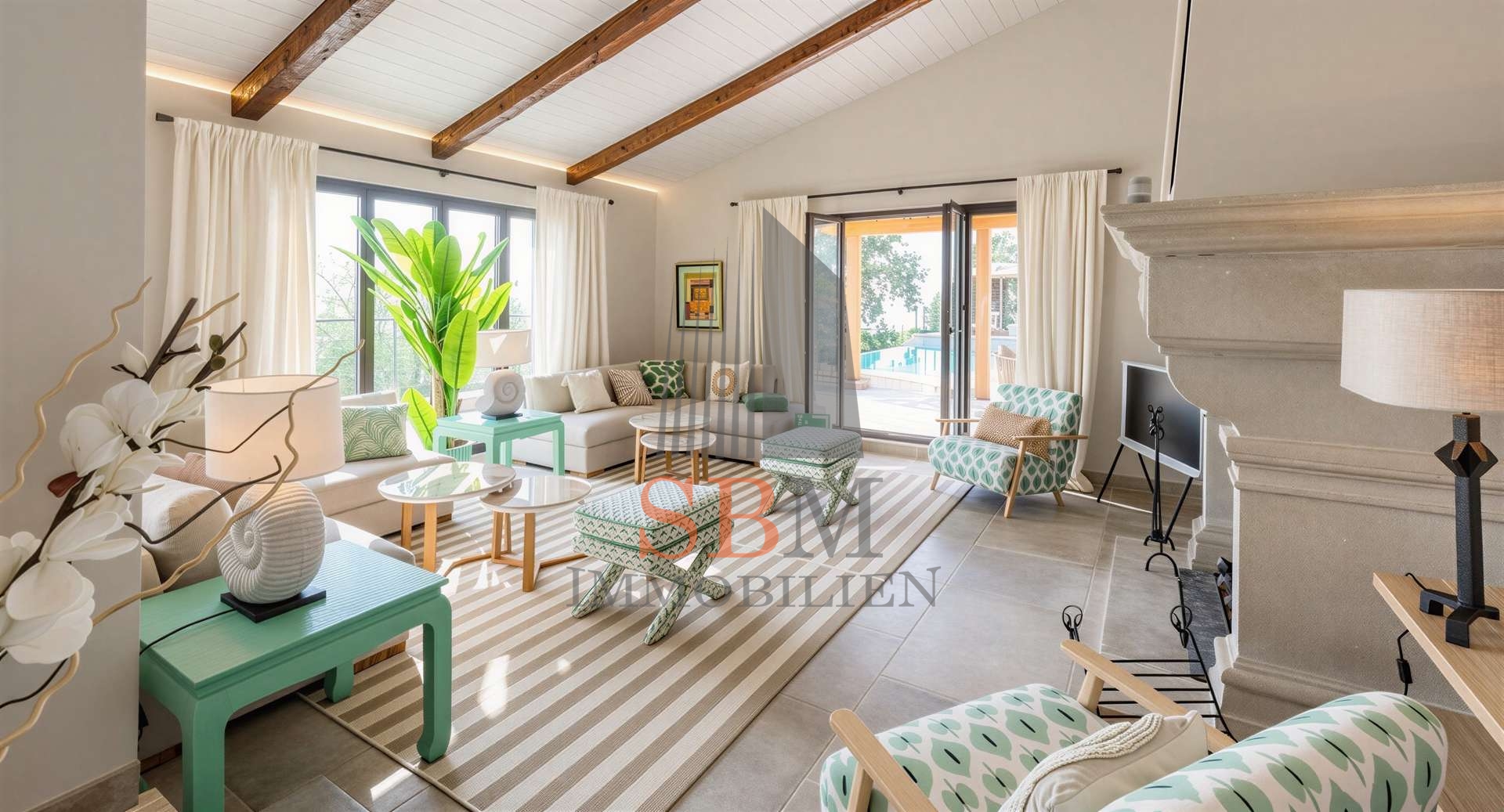 Exclusive Villa in Roquebrune-Cap-Martin mit fantastischem Ausblick und Pool - Wohnzimmer