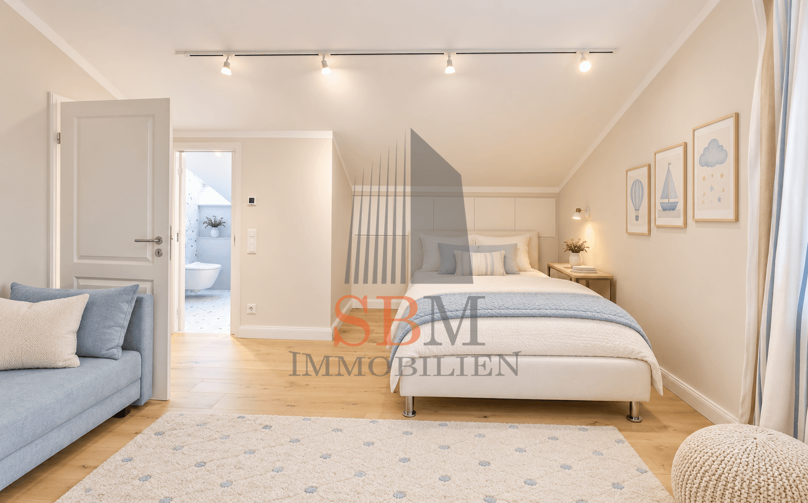 Elegantes Refugium in Grünwald - liebevoll sanierte DHH mit Gartenidylle - Kinderschlafzimmer mit Bad en suite